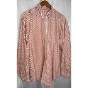 Men’s Brooks Brothers Extra Large Orange White Stripe Button Up Non Iron Pocket